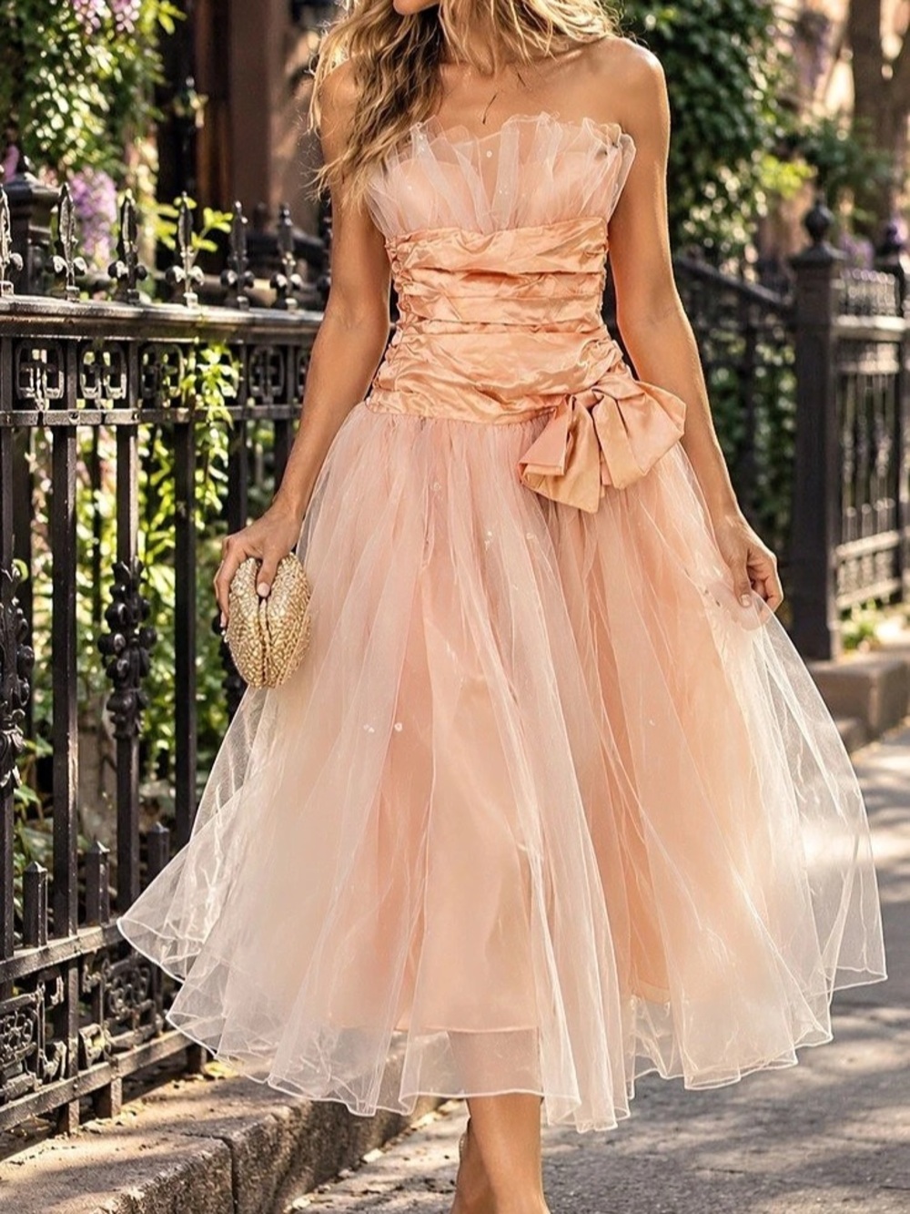 Vintage 80s Handmade Ethereal Tulle Satin Organza Fairy Prom Bow Dress